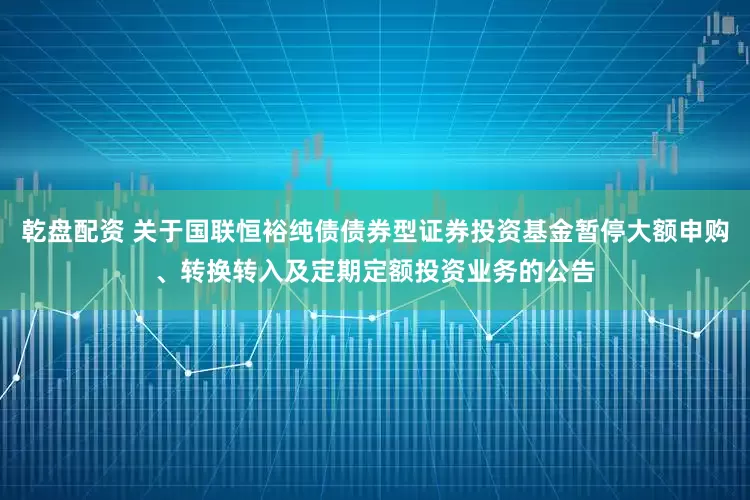 乾盘配资 关于国联恒裕纯债债券型证券投资基金暂停大额申购、转换转入及定期定额投资业务的公告